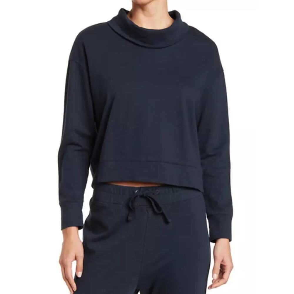 Standard James Perse Cowl Neck Sweat Top Women Size 2 / Medium Black Sweatshirt